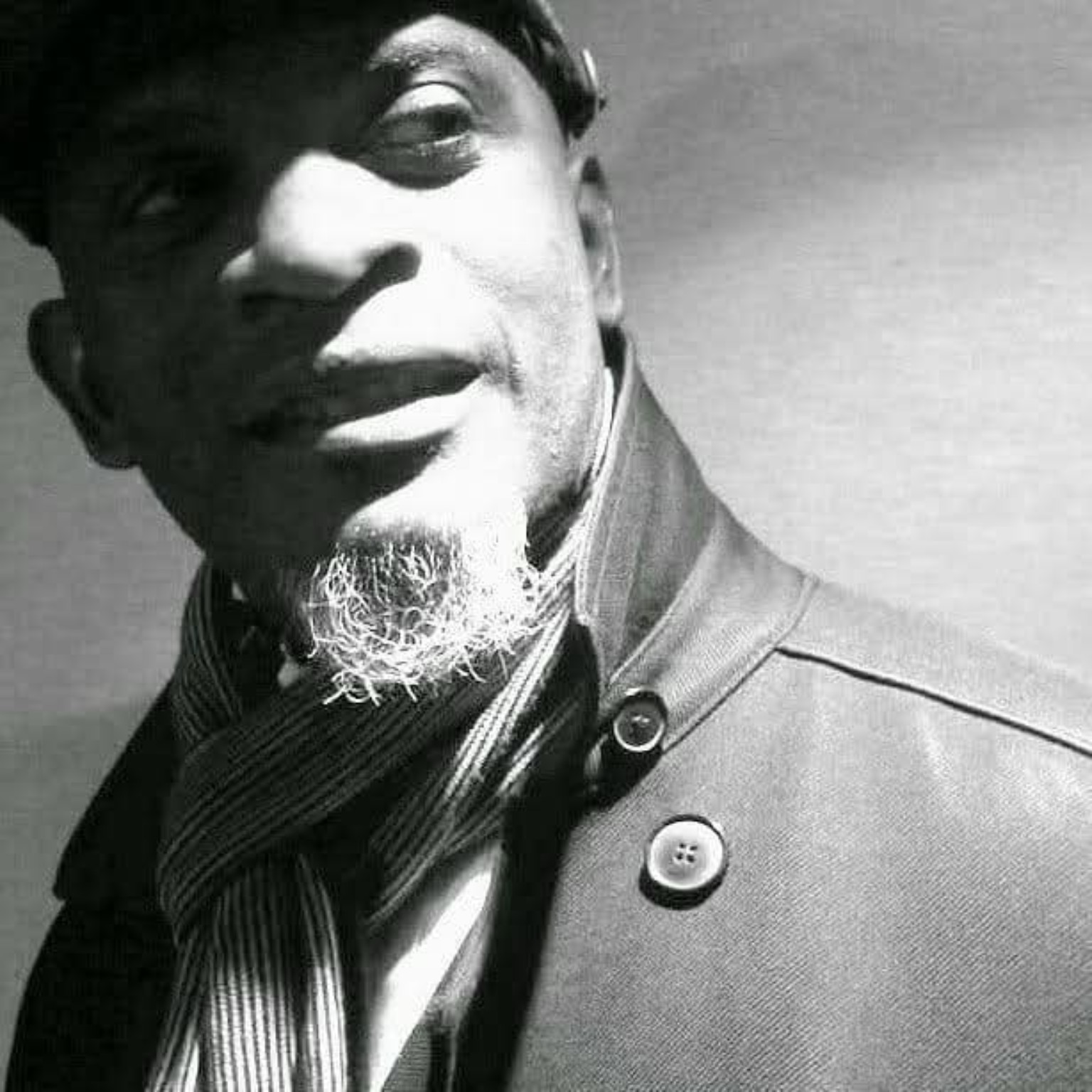 Black-and-white portrait of Michael Jazz